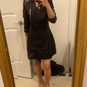 Double breasted pinstripe suit dress